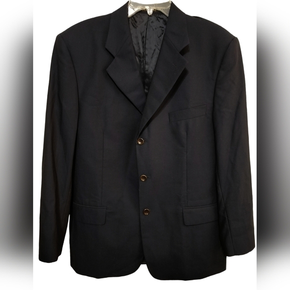 M262) Pavone Italy Black Wool Twill Reda Sportcoat Jacket Size 41R - Picture 1 of 11